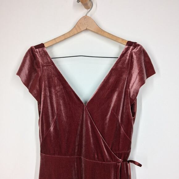 Jenny Yoo Marin Velvet V-Neck Maxi Dress Wrap Gown Size 6 Women's Preowned - Picture 3 of 11